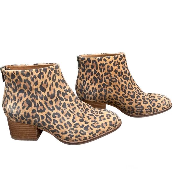 Seychelles Animal Print Booties Sz 7.5 Ankle Cheetah Office Party Leather Work - Picture 1 of 7